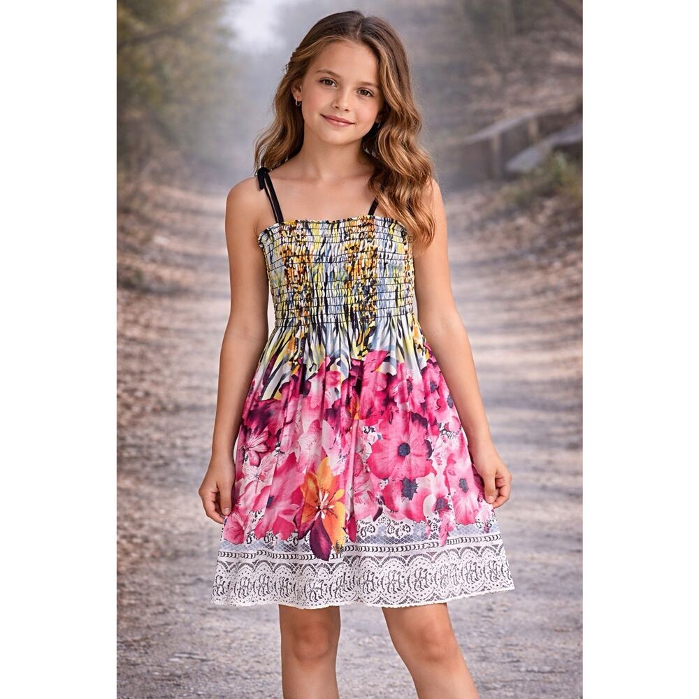 2 Fun Summer Dresses Bright Colors Size 8-9 Loose Fitting